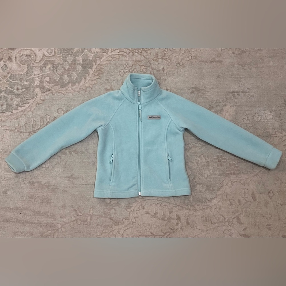 Columbia Kids Light Blue Lightweight Fleece Jacket, Size XS 6/6X, EUC